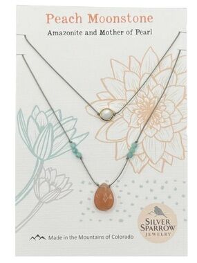 Silver Sparrow Peach Moonstone & Amazonite Layered Necklace - Peach and Aqua